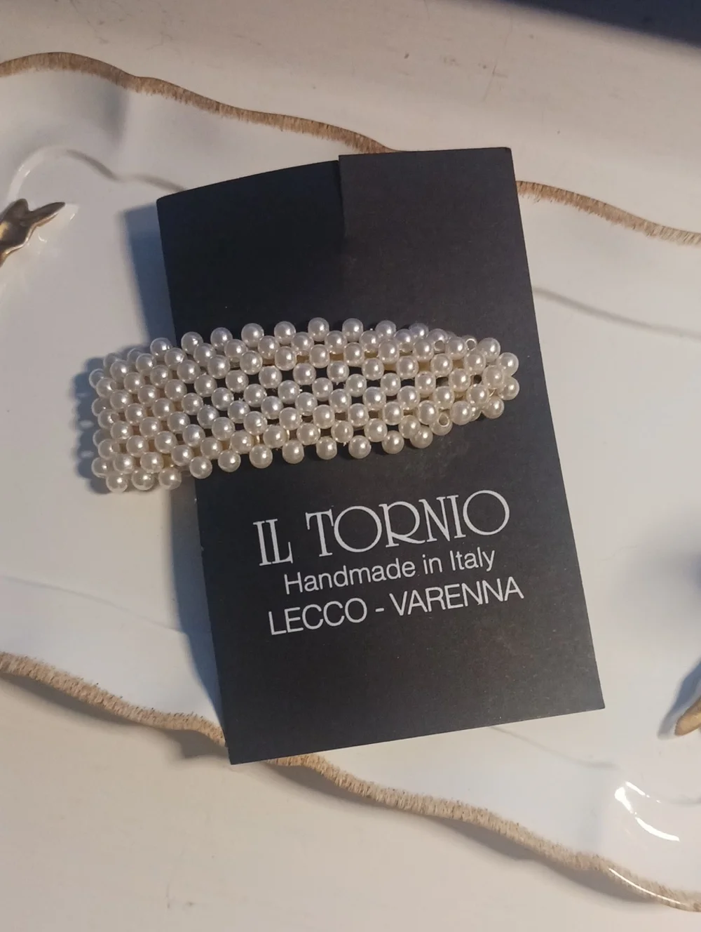 Il Tornio Pearl Beaded Hair Clip - White